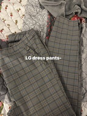 Source Unknown Plaid Ankle Dress Pants in Gray and Tan
